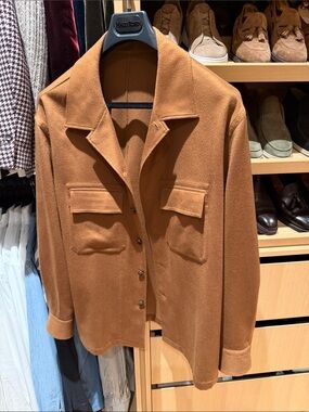 Zegna Cashmere Overshirt Jacket in Camel